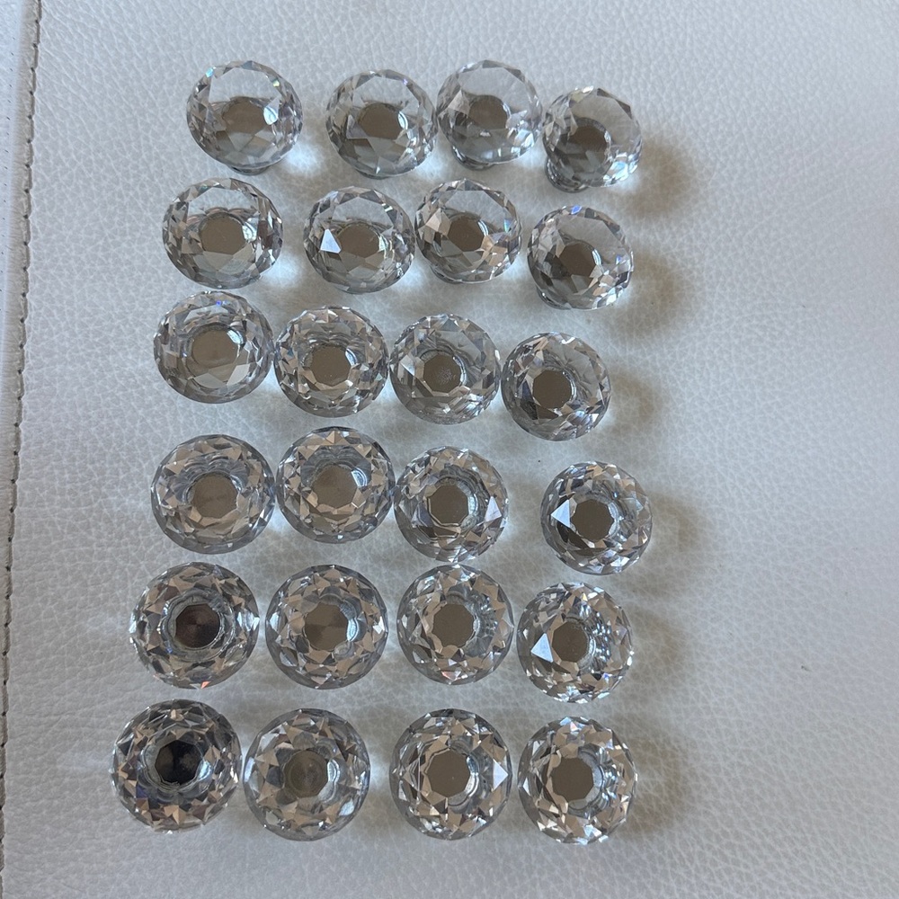 Set of 24 Crystal Diamond Drawer Knobs Door Pulls